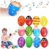 Norhogo set di 12 pezzi di maracas per uova in legno, maracas per uova di Pasqua, maracas musicali a percussione, sonagli per uova, sonagli per uova, uova musicali per neonati e bambini