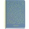 Miquelrius - Agenda scolastica 2026-2027, vista settimanale, A6+, blu | 10 mesi, 11,7 × 17,4 cm, cartone plastificato, spirale metallica a colori, adesivi, bordi arrotondati, catalano EN