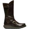 Infinity Leather Stivali da donna FLY MES 2 con Zeppa, Fibbia, Zip e Plateau in Pelle a Metà Polpaccio