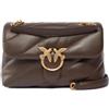Pinko Love Classic Maxi Puff Trapuntata, Borsa a Tracolla in Pelle, Colore Marrone, 27x18x11 cm, Stile Elegante