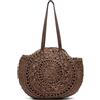 MISAKO Redon borsa a tracolla rotonda grande effetto rafia Donna - Redon Marrone 38x3x34cm