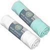 babyCalin - Set 2 lenzuola con angoli Bianco/turchese 70x140x17 cm