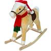 roba Cavallo a dondolo, Con sciarpa e cappello di Natale, Imbottito, 63 x 31 x 73 cm, Da 24 mesi in su, Beige bianco
