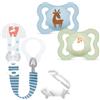 MAM ciuccio silicone 0-6 mesi, 2 pezzi confezione per la sterilizzazione e il trasporto & MAM Clip it ! & Cover