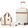 KONO Set 3 Pezzi Valigia Bagaglio a Mano 55x40x20, ABS+PC, Borsa e Pochette