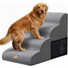 Thihome Scale per Cani, Rampa per Cani 4 Gradini, Scalette Cane in Schiuma ad Alta Densità, Antiscivolo per Cane Feriti, Animali Domestici più Anziani, Gatti di Piccola Taglia, Grigio, 73.7x40.6x50.8 cm