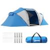 Outsunny Tenda da campeggio familiare 4-6 persone Tenda a cupola impermeabile leggera, ventilata 2 cabine finestra grande porta facile da montare 4,3 x 2,4 x 1,7 m blu bianco