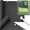 KRUMAD Telo per balcone, ombreggiatura al 95%, protezione della privacy, PEHD 180 g/m², impermeabile, occhielli in alluminio, trame, coulisse, 0,8 m x 5 m