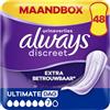 Always Discreet Extra Sicuro, Tovaglioli per incontinenza o fute Urinari, fute importanti, formato Eco, 6 gocce, Ultimate Jour, 48 buste singole (4 x 12 unità), protezione integrale