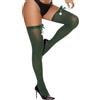 Aranmei Calze sexy di San Valentino per le donne calze autoreggenti in velluto calze autoreggenti alte calze coprenti, Verde scuro con fiocco, Taglia unica