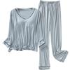 Uwdiohq Women's Petite Pajama Set Length Top Wide Leg Pants Camicia Pizzo (Green, XL) Pigiama Donna Cotone Aperto Davanti con Bottoni Anziana Caldo Classico Modal Pigiami Estivi Ragazza Ciniglia