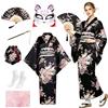 HEITOYI Geisha Giapponese Yukata, Kimono Donna Raso con Accessori (Nero)