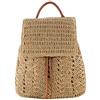 Aisi Zaino da donna in paglia intrecciata all'uncinetto, mini zaino da viaggio con coulisse, borsa a tracolla, Marrone, Etichettalia unica