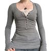 Doloame Top da donna Y2K Fairy Grunge Top a maniche lunghe in pizzo con bottoni e scollatura camicie vintage slim fit camicetta abbigliamento estetico