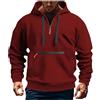 Générique Felpa ampia mezza zip con cappuccio in pile unisex - felpa con cappuccio da uomo Pullover casual sport felpa con cappuccio colore puro felpe con coulisse con cappuccio con tasche