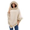 Rayson Poncho Donna Invernale Elegante Mantella in Maglia con Cappuccio Peloso Caldo Poncho con Morbido Coprispalle Pelliccia