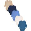 TupTam Body neonato manica lunga 5 pezzi - Cotone, OEKO-TEX, Beige beige chiaro verde petrolio jeans blu blu scuro, 92