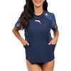 Halcurt Maglietta UV da donna con reggiseno e tasca, Rash Guard, a maniche corte, UPF 50+, protezione UV, ad asciugatura rapida, da nuoto, da S-XXL
