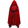 maxToonrain Mantello da Cappuccetto Rosso, Mantello in velluto rosso con cappuccio, personaggio delle fiabe, accessorio per costumi di Halloween da donna