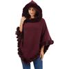 Rayson Poncho Donna Invernale Elegante Mantella in Maglia con Cappuccio Peloso Caldo Poncho con Morbido Coprispalle Pelliccia
