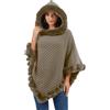 Rayson Poncho Donna Invernale Elegante Mantella in Maglia con Cappuccio Peloso Caldo Poncho con Morbido Coprispalle Pelliccia