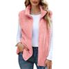 CMTOP Gilet Donna in Pile Caldo Peluche Smanicato Elegante Senza Maniche Giacca con Collo Alto Leggero Morbido Autunno Inverno Gilets con Cerniera e Tasche(Rosa, XL)