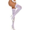 Aranmei Calze sexy di San Valentino per le donne calze autoreggenti in velluto calze autoreggenti alte calze coprenti, Bianco con fiocco, Taglia unica