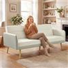 DecHome - Divano Letto 3 Posti Clic Clac Stile Scandinavo in Tessuto Effetto Velluto 185x84x83 cm Colore Beige