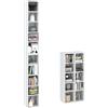 Xinyvee Libreria Stretta Bianca Lucida 200 x 20 x 17 cm Scaffale Verticale 10 Ripiani per CD DVD Blu-ray Videogiochi Mobile Colonna Salvaspazio