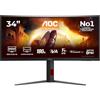 AOC CU34G4CA Monitor 34 Pulgadas 180Hz Panel Fast VA, 1ms GtG, HDR400, Adaptive Sync, Altura Ajustable, (3440x1440 HDMI 2x 2.0 DP 1x 1.4 USB Hub) Negro
