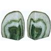 Nature's Decorations Fermalibri in agata - Qualità A+ verde geode fermalibri con paraurti in gomma per scaffali, ufficio, decorazione per la casa, resistente, coppia di fermalibri in pietra carina per