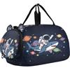 GuoChe Borsone da viaggio per bambini, ragazzi e ragazze | Borsone sportivo da notte con scomparto per scarpe, motivo astronauta, pianeti, cartone animato, galassia spaziale