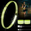Aicharynic 3 luci da corsa per jogging con cintura catarifrangente + bracciale riflettente, lampada a LED regolabile USB, ricaricabile, luce di sicurezza notturna, cintura da corsa per jogging, corsa,