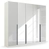 Rauch Möbel Modern by Quadra Spin - Armadio con ante girevoli, in vetro bianco e bianco, con specchio, con 3 aste appendiabiti, 3 ripiani, 226 x 210 x 54 cm
