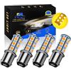 YM E-Bright 1157 Lampadina a Led Ambra, BAY15D 1034 2057 2357 7528 Lampadina per Camper SUV MPV Auto Luci Posteriori a LED Luci di Posizione Laterali, 18SMD 5050 Chips DC-12V (4pcs)