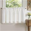 TOPICK Tende moderne per soggiorno e cucina bianco 60 x 150 cm 1 tendine | Tende cucina lino Passante tenda per interni balcone stile country roulotte corte semi-trasparenti rustiche soggiorno doccia