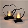 Virsus Set 2 Portacandele a Forma di Cuore 5169, misura 15x6x15 cm, Struttura Metallo Nero con Bicchiere in Vetro per candela TeaLight, per Bomboniere, Regali, Matrimonio, Feste, Comunione