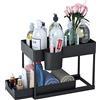 YOUXIU Scaffale sottolavello a 2 ripiani, organizer da cucina con 4 ganci e 1 tazza, portaspezie, cassetto scorrevole, scaffale da cucina, organizer per piano di lavoro