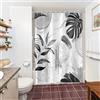 Uiiooazy Tenda da Doccia Antimuffa 150x200cm Tropicale Foglie Nero Grigio | Tenda da Doccia Astratta Ginkgo Giungla Palma Impermeabile Tessuto in Poliestere Lavabile per Vasca da Bagno con 10 Anelli