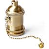 GOMETY Portalampada E27 vintage con interruttore a catena, portalampada in rame con catena a trazione, lampada da scrivania, portalampada a vite per lampada a sospensione Edison fai da te, accessori
