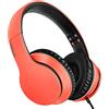 LORELEI X6 - Cuffie over-ear con microfono, leggere, pieghevoli e portatili, con bassi stereo e cavo da 1,45 m, senza groviglio, cuffie cablate per smartphone, tablet MP3/4 (arancione)