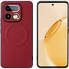 linsuyu Cover Compatible con Realme 16 Pro Plus 5G Supporto magnetico per auto, custodia in pelle PU goffrata + TPU Red