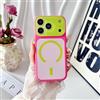 Generico Custodia Portatile Magnetica A Contrasto Di Colore (Fuchsia,15) | per IPhone 17/16/15 / 14 Pro Max, Custodia Color Block Jelly, Compatibile Con Magnete