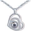 Yumilok Collana da donna con doppio cuore, 100 lingue con scritta in lingua inglese Ich Liebe Dich Hochzeit, in argento Sterling 925, con ciondolo con zirconi, regalo per mamma, moglie, fidanzata