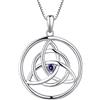 YL Collana Celtica Argento 925 con 12 Pietra Portafortuna Zirconia Cubica Ciondolo con Nodo Celtico per Donna, Lunghezza Catena 45+3 CM