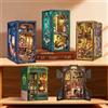CUTEBEE Book Nook per libreria con luce Casa delle bambole in legno in miniatura fai-da-te per decorazioni regalo Kit di inserti per libreria Puzzle 3D