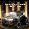 JJRC Modello di Grande Auto Anfibia della Polizia Telecomandata per Bambini, a Quattro Ruote Motrici, con Ricarica, Luci, Musica, Fuoristrada