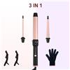 VoluVibe Set Arricciacapelli 3 in 1 - Ferro Arricciacapelli per Donne con 3 Bacchette Intercambiabili per Onde da Spiaggia da 1/2 Pollice a 1 1/4 Pollice Rapido