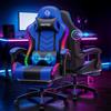 Hommpa Sedia da Gaming Ergonomica con Luci LED RGB a Ritmo Musicale e Altoparlanti Wireless, Capacità 136 kg, con Massaggio e Poggiapiedi