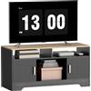 HOMCOM Mobile TV HOMCOM con ampio spazio contenitivo, 2 scomparti aperti, 2 ante e 1 mobiletto aperto, 105x40x52 cm, effetto legno nero